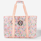 Monogrammed Extra Large Tote Bag | Coral Floral