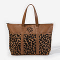 Monogrammed Leopard Pocket Tote in Leopard Spots