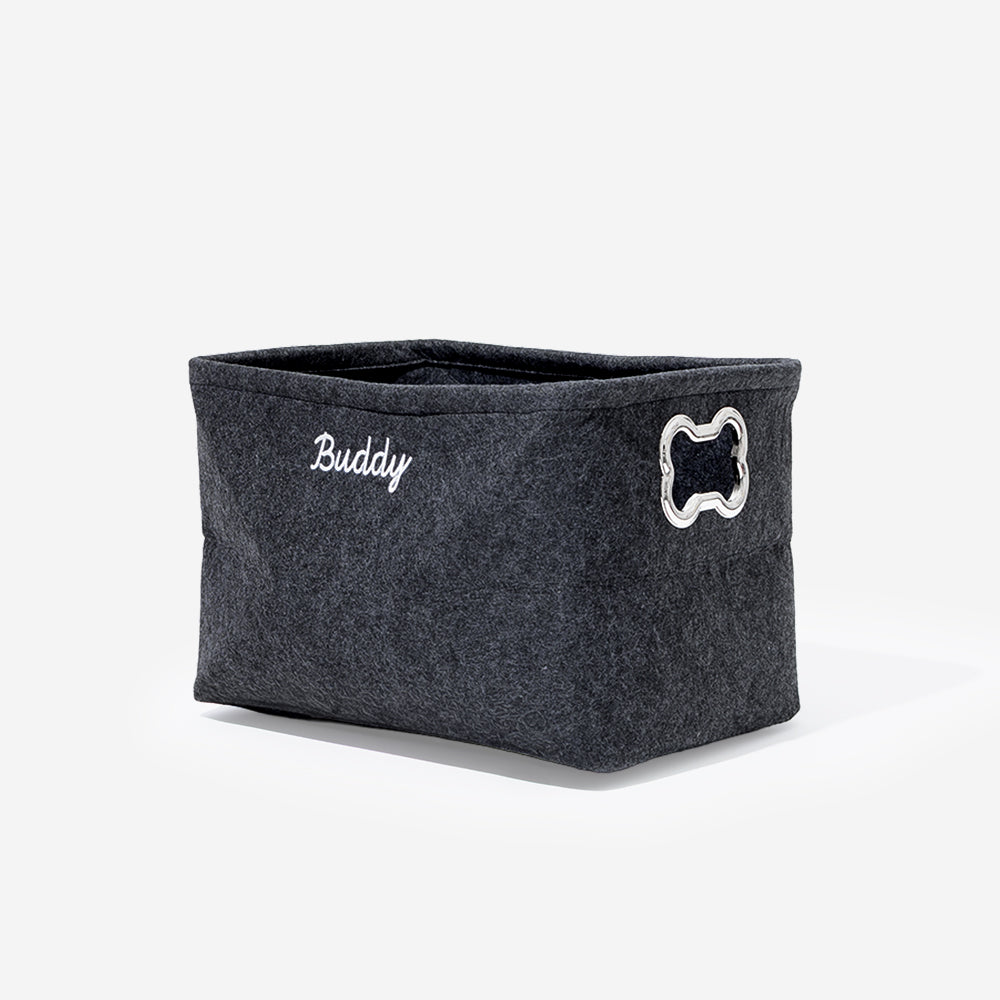 Personalized Pet Storage Basket | Charcoal