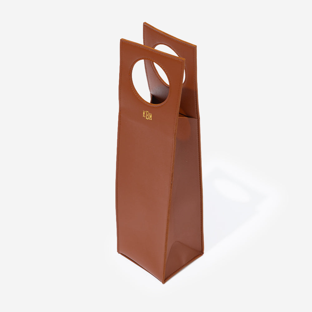 Personalized Wine bag in camel