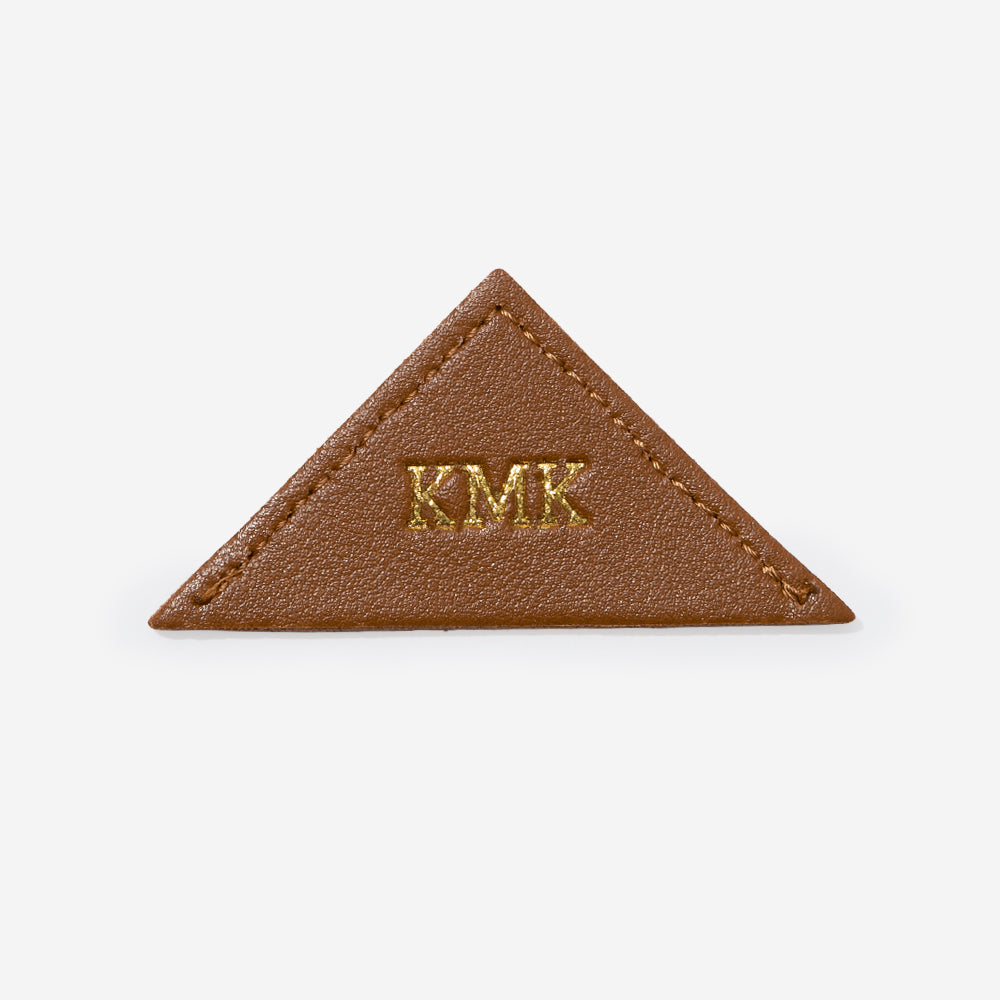 Personalized corner bookmark in brown