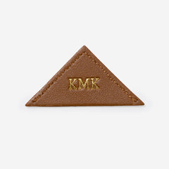 Personalized corner bookmark in brown