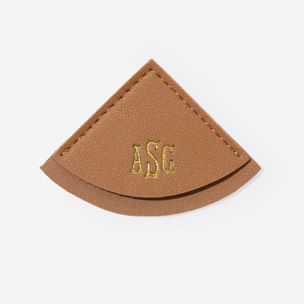 Personalized corner bookmark in camel