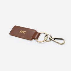 Personalized keychain in brown
