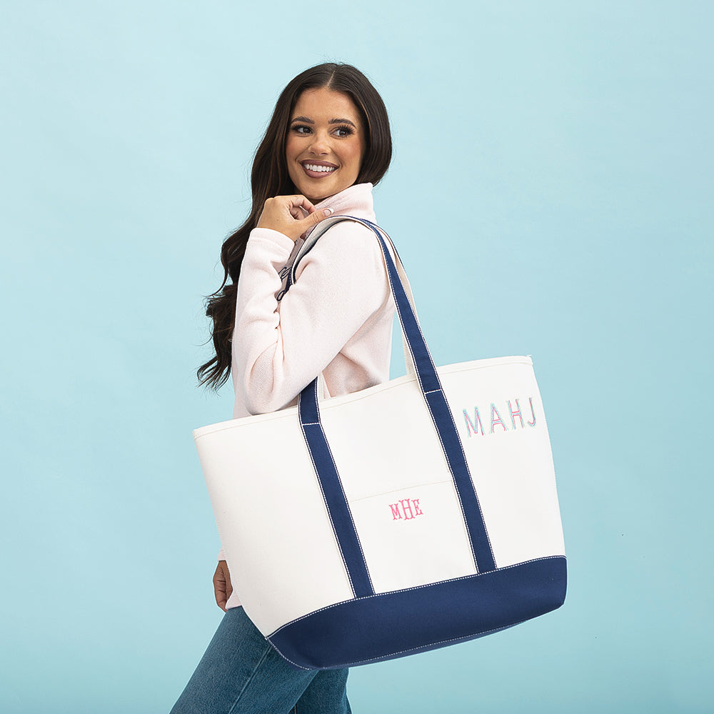 [Peyton] wearing mahjong large canvas tote