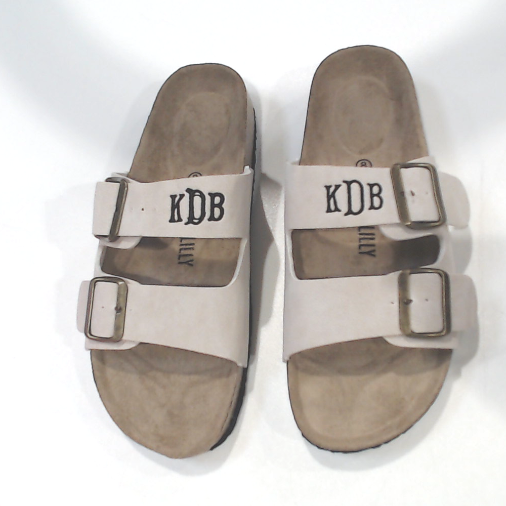 BLOOPER SHOES: Monogrammed Double Strap Sandals