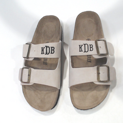 BLOOPER SHOES: Monogrammed Double Strap Sandals