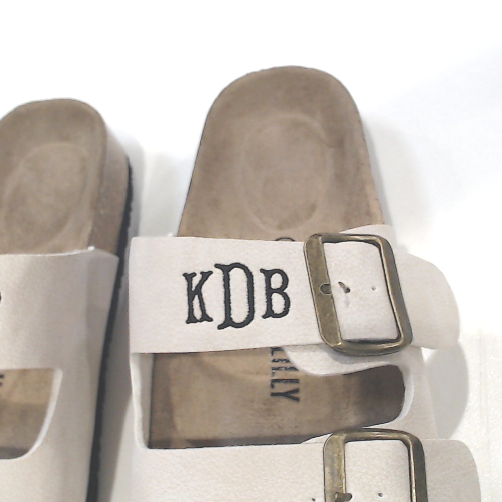 BLOOPER SHOES: Monogrammed Double Strap Sandals