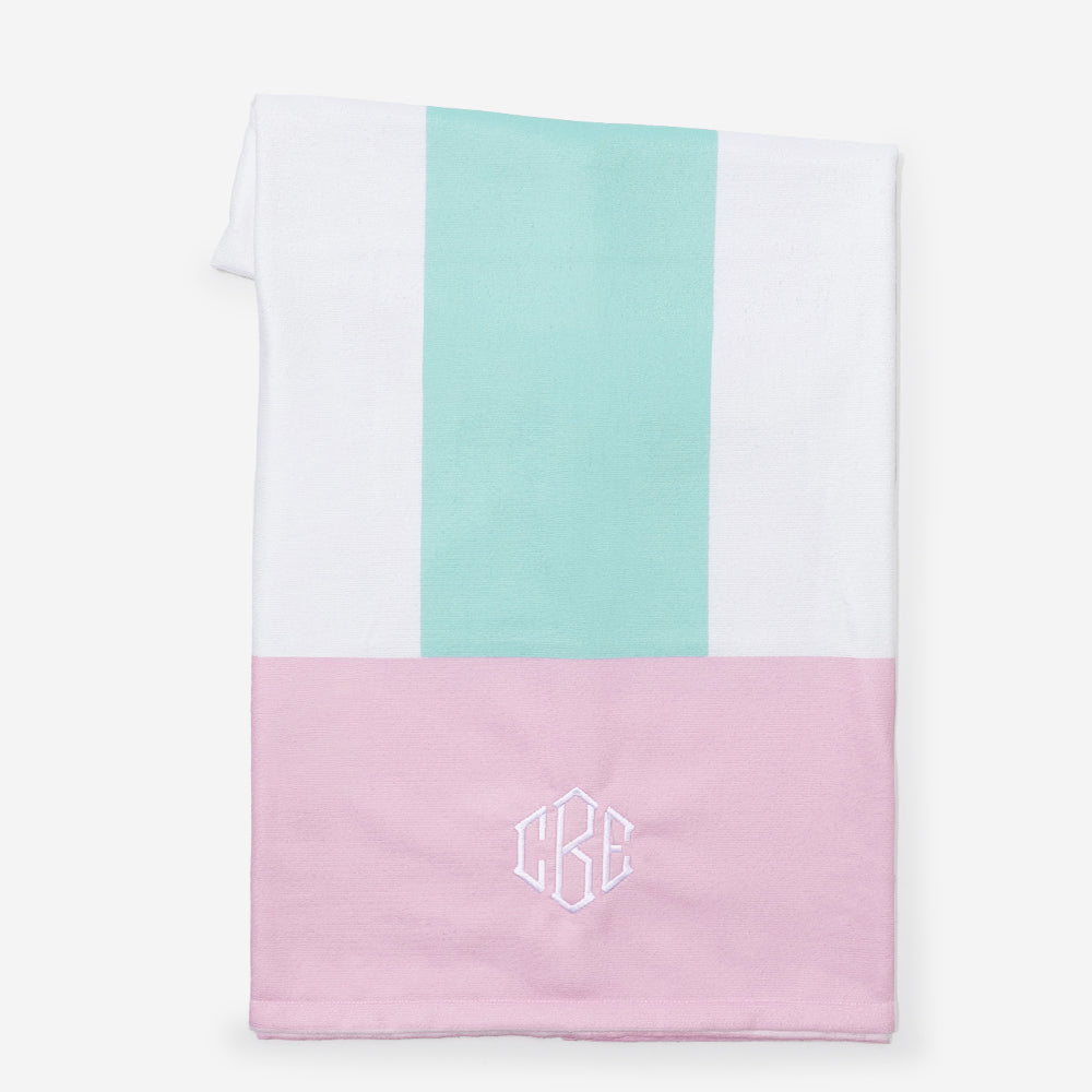 monogrammed beach towel in cabana stripes 2026