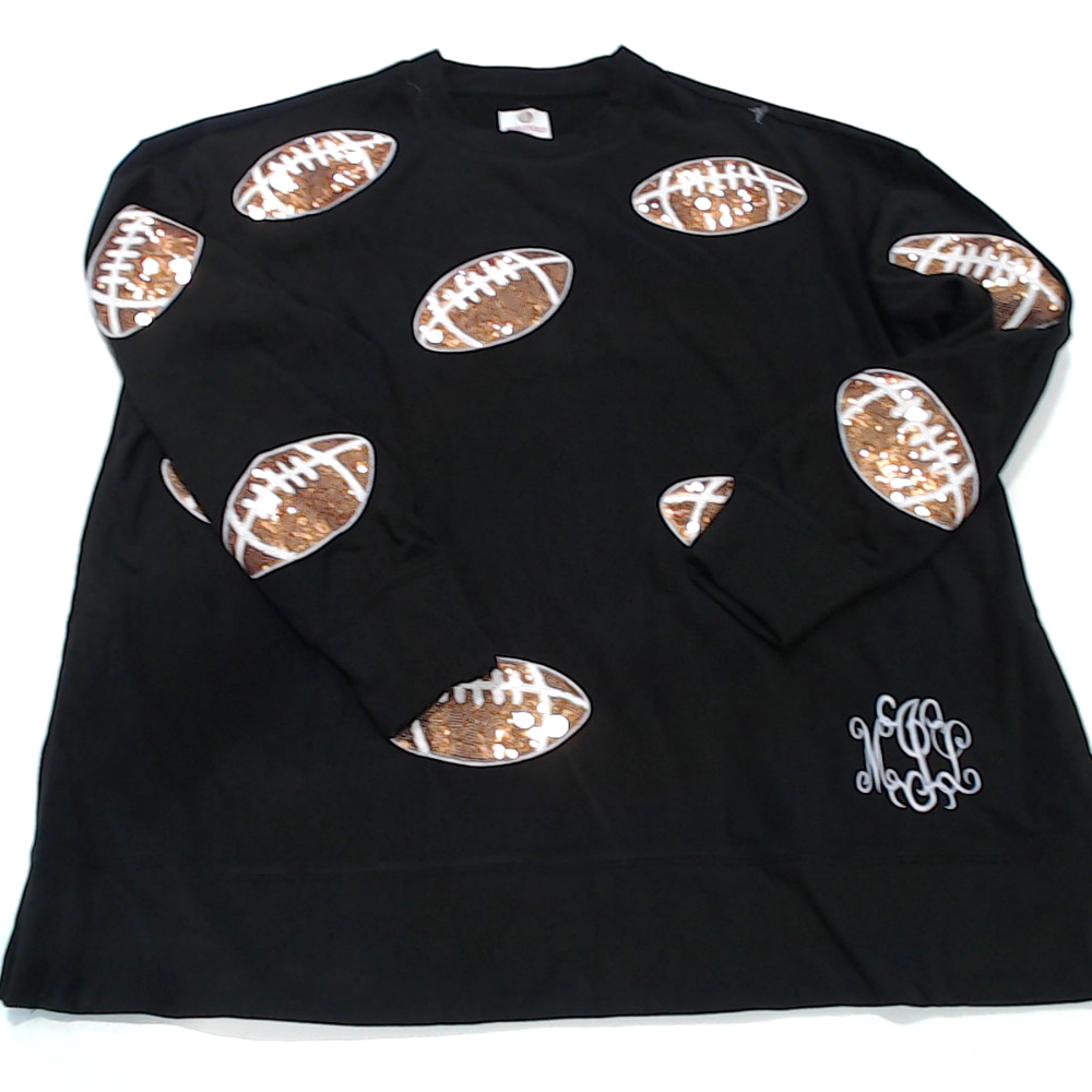 BLOOPER CLOTHING: Monogrammed Sequin Sports Sweatshirt