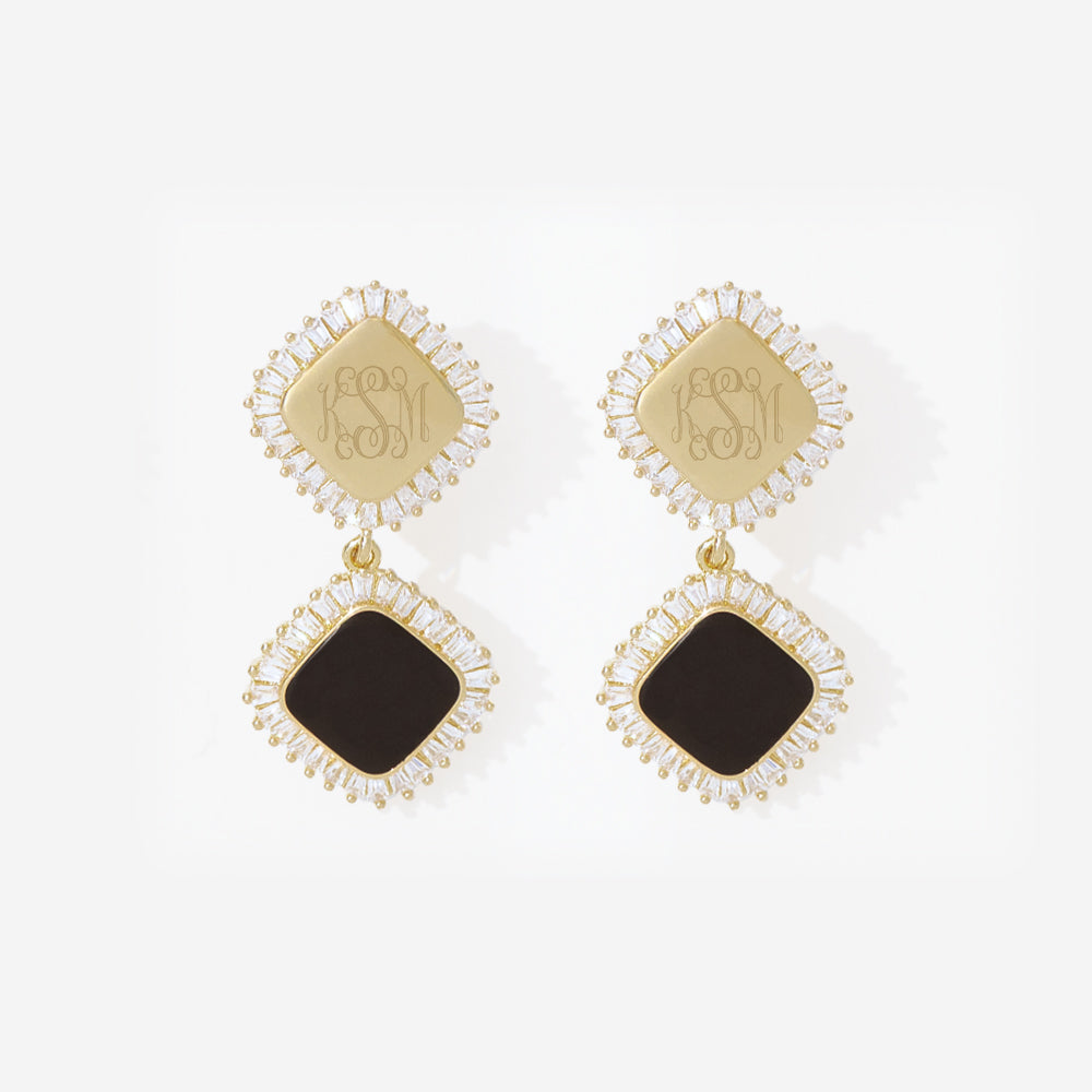 Monogrammed Elevated Dangle Earrings