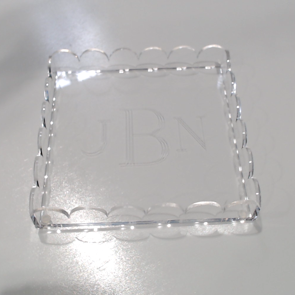 BLOOPER ACCESSORY: Monogrammed Scallop Acrylic Valet Tray