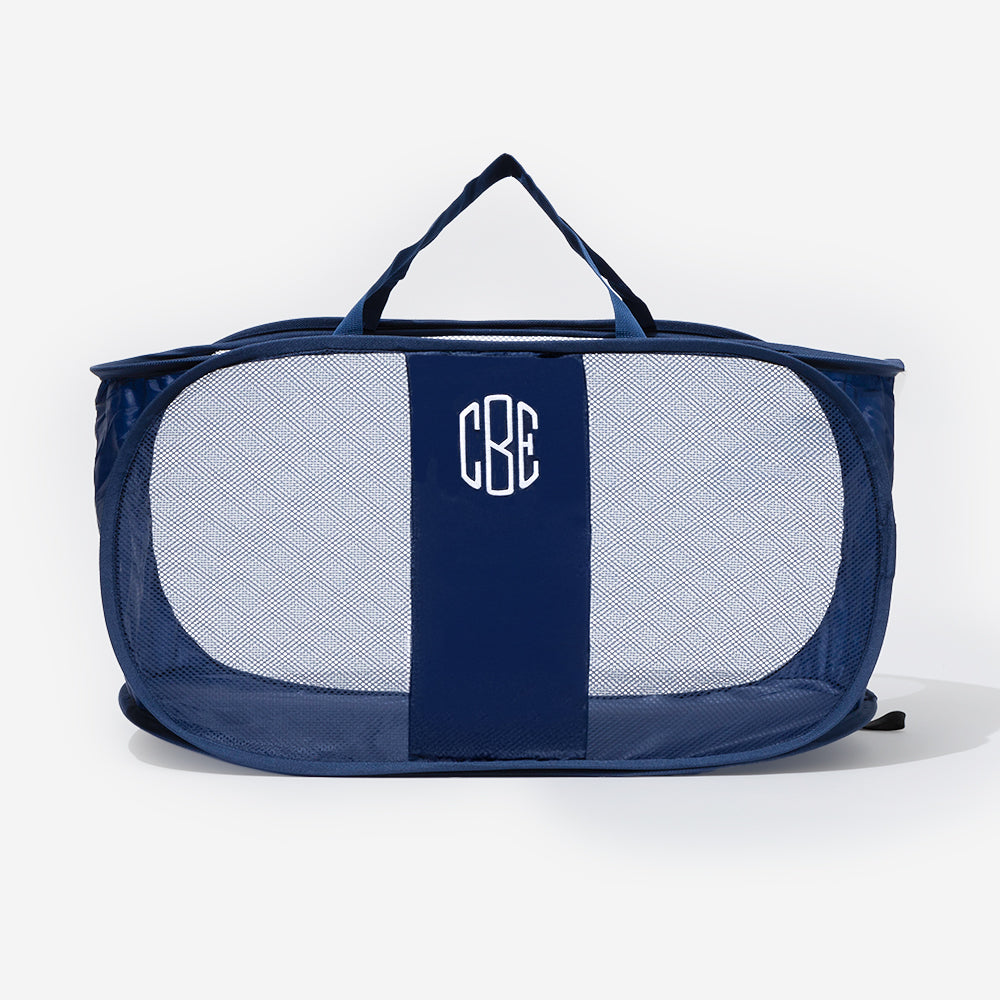 Monogrammed Pop Up Hamper in Navy