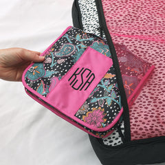 packable cosmetic bag in black spottie weekender duffle