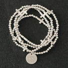 Monogrammed Cross Bracelet Stack | Silver