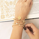 Monogrammed Cross Bracelet Stack | Gold