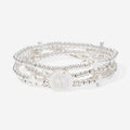 monogrammed cross bracelet stack in silver
