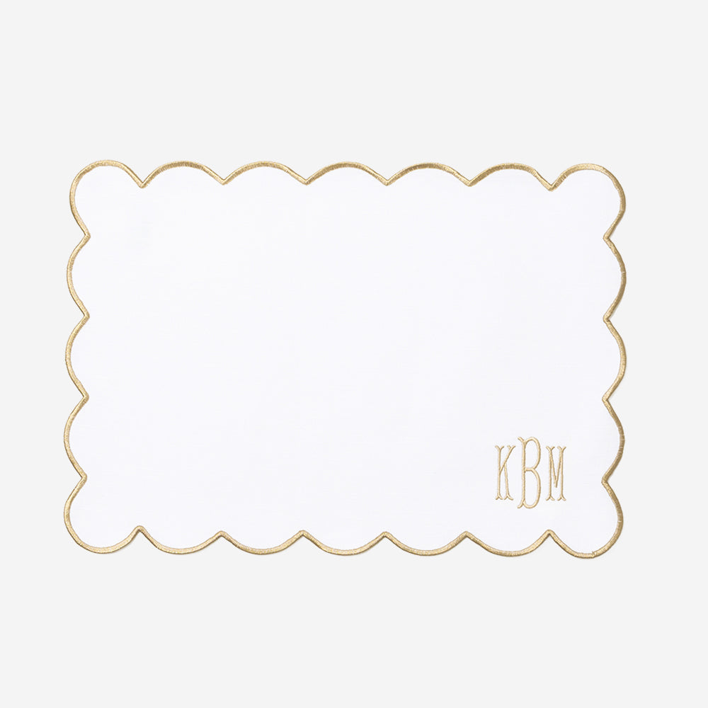 Monogrammed Scalloped Placemat in Khaki