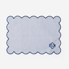 Monogrammed Scalloped Placemat | Navy Seersucker
