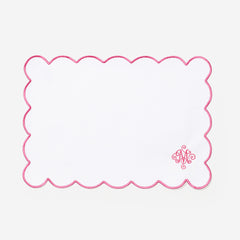 Monogrammed Scalloped Placemat in Pink