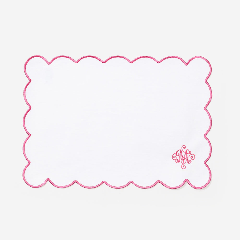 Monogrammed Scalloped Placemat in Pink