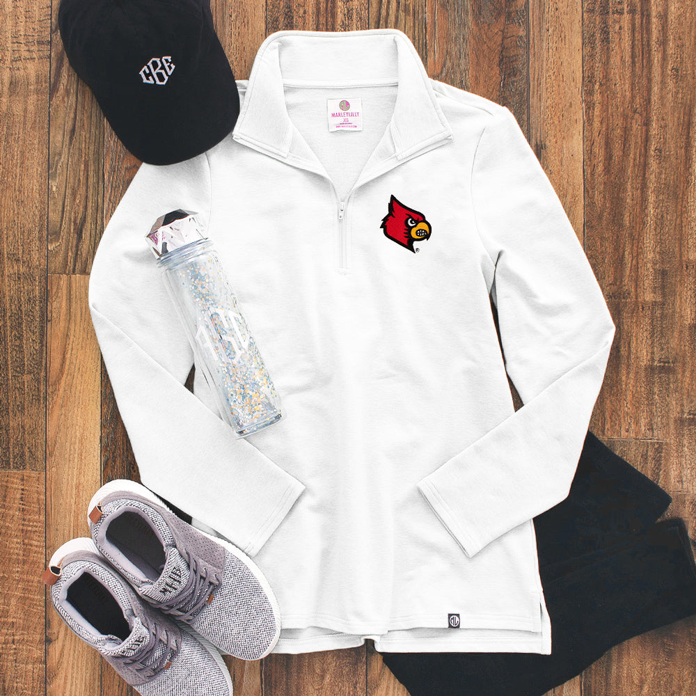 flatlay of louisville pullover sweatshirt - white