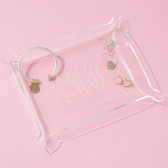 small acrylic personalized tray with jewelry