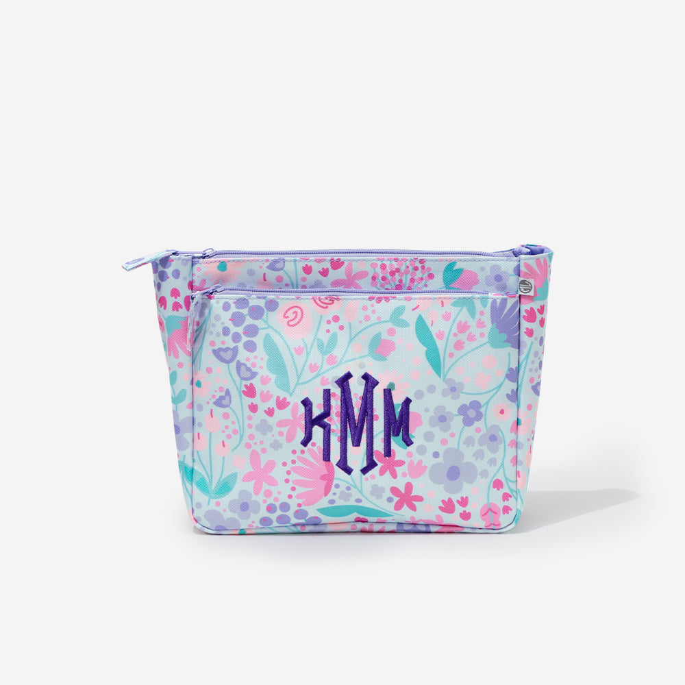 Monogrammed Essentials Pouch in Lavender Blooms