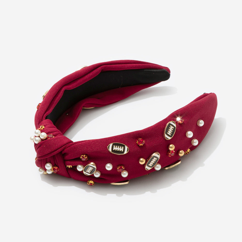 Football Headband in Crimson