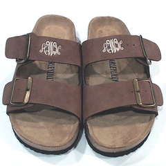 BLOOPER SHOES: Monogrammed Double Strap Sandals