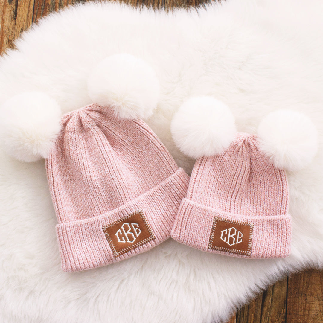 mom and me pink beanies