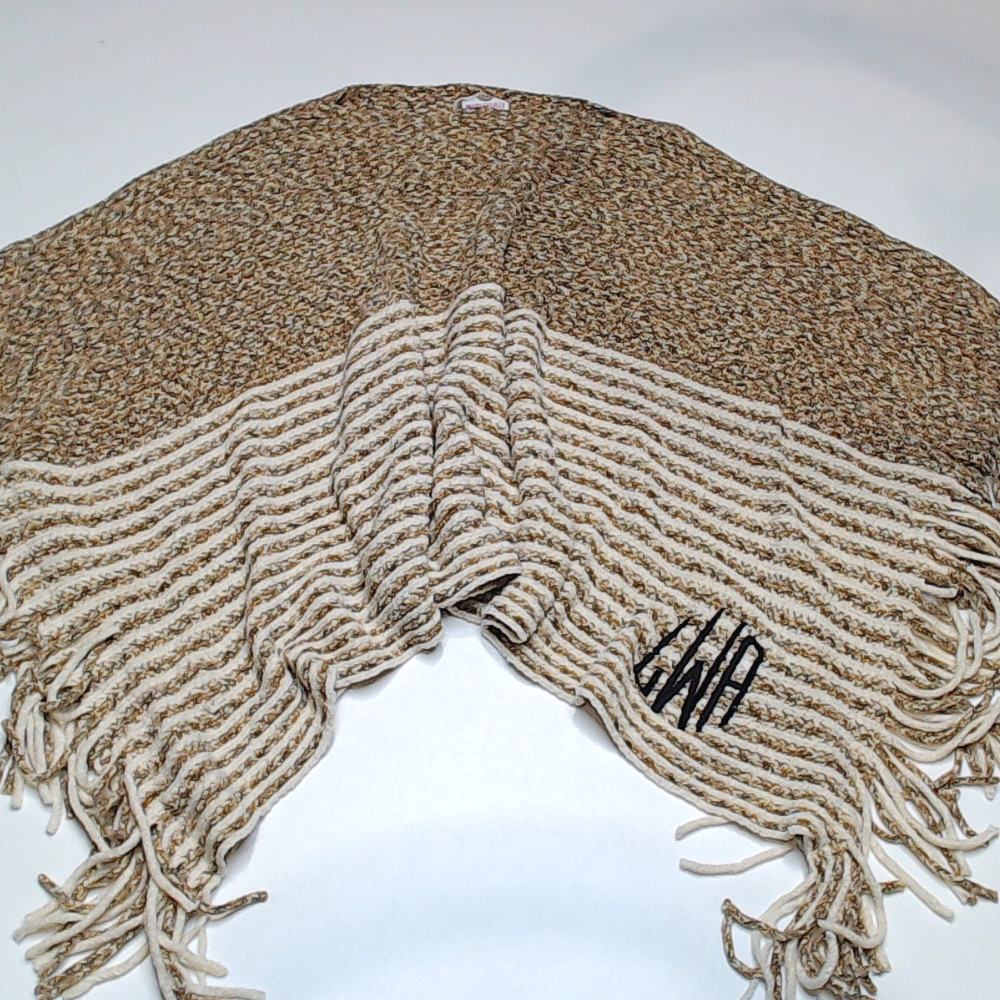 BLOOPER CLOTHING: Monogrammed Striped Chenille Poncho