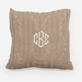 Monogrammed Cable Knit Pillow Sham in Tan