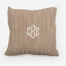 Monogrammed Cable Knit Pillow Sham | Tan