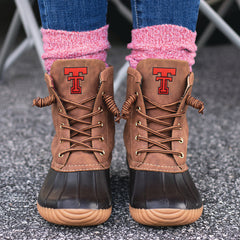 brown texas tech duck boots with duck boot socks