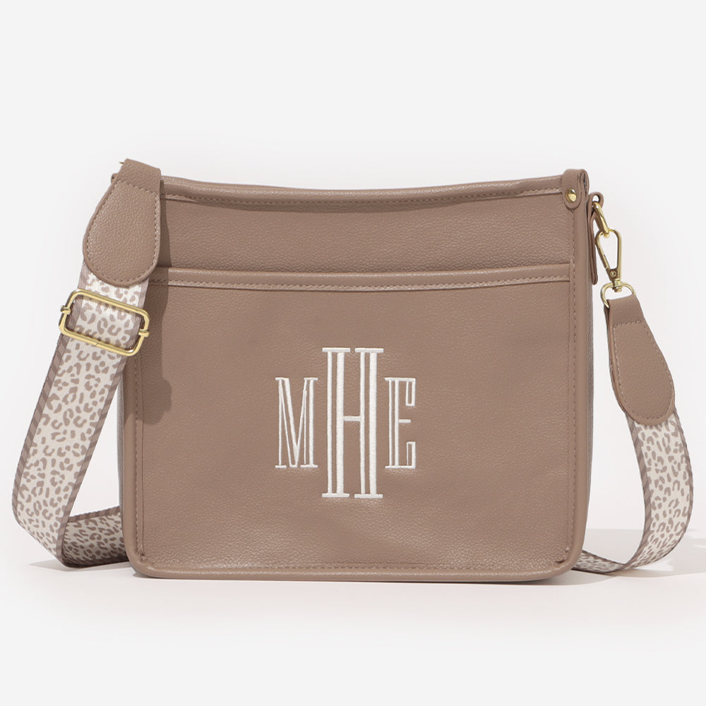 Monogrammed Saddlebag in Neutral Leopard