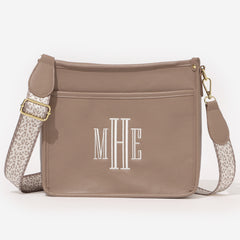 Monogrammed Saddlebag in Neutral Leopard