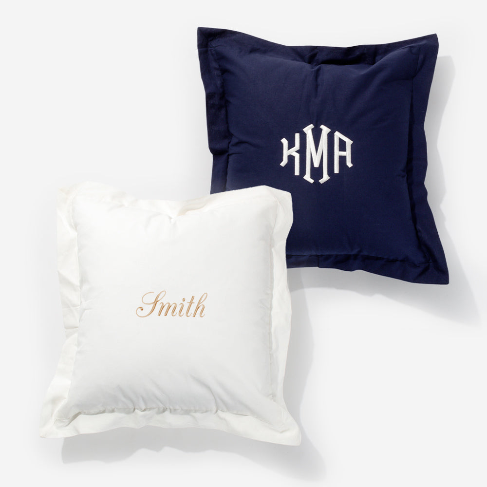 Monogrammed Pillow Sham in Navy and White