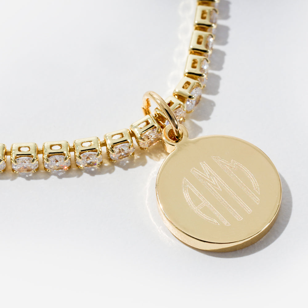 personalized tennis bracelet in gold