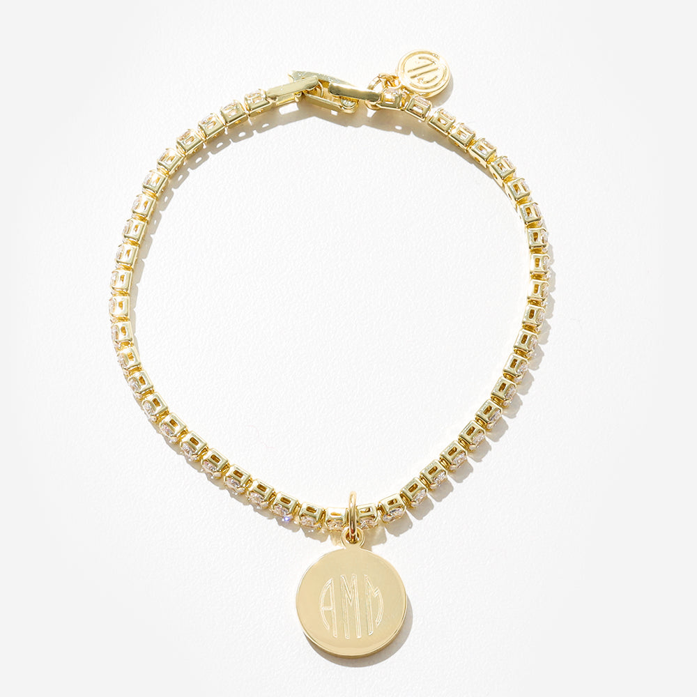 personalized tennis bracelet in gold