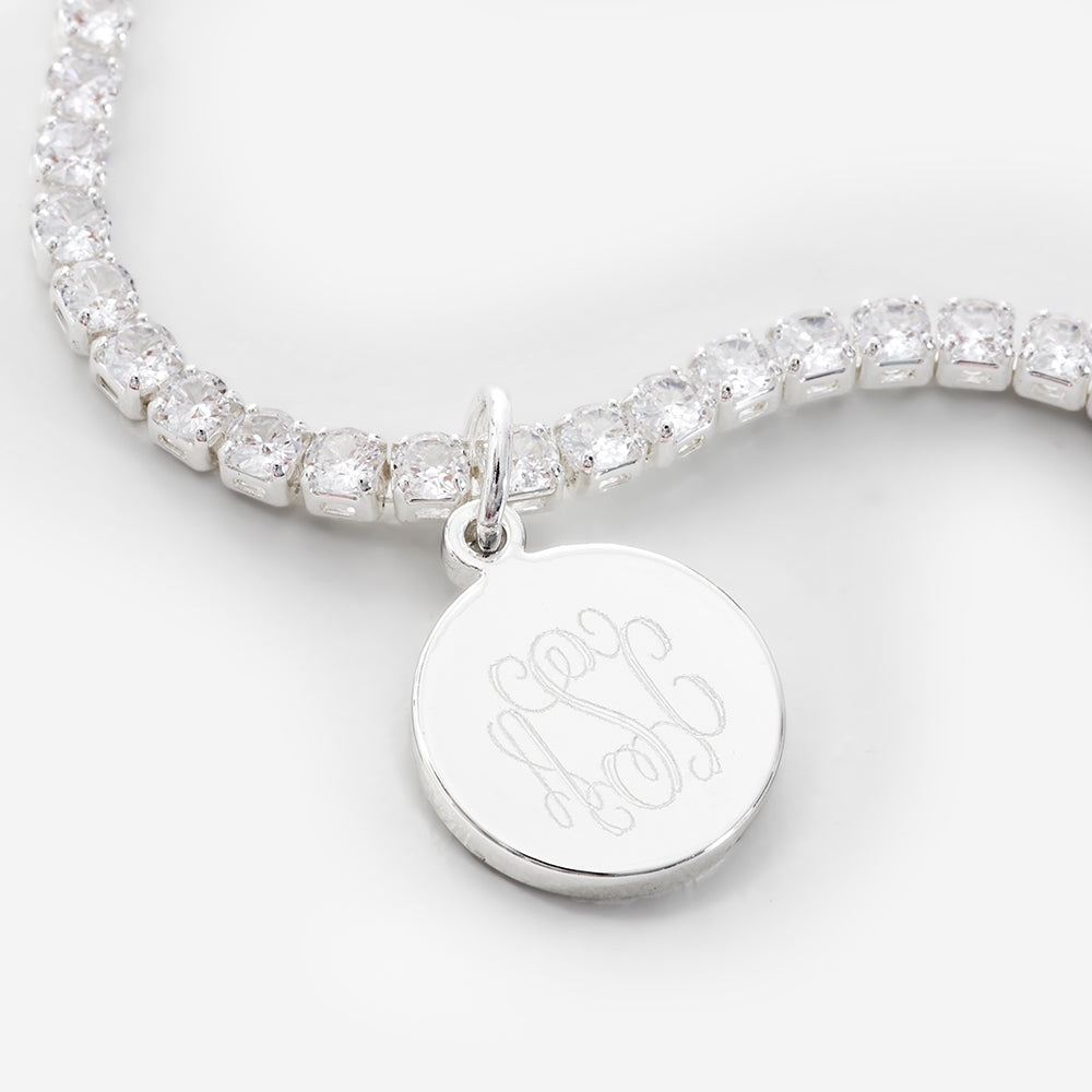 personalized tennis bracelet in silver