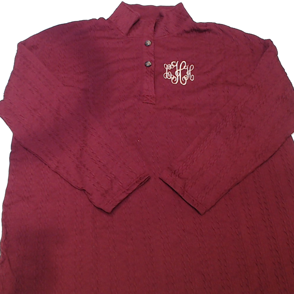 BLOOPER CLOTHING: Monogrammed Cable Knit Pullover