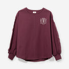 Monogrammed Ruffle Sleeve Sweatshirt | Burgundy