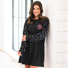 black sequin dress on peyton