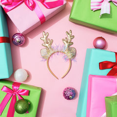 Reindeer headband gift flatlay