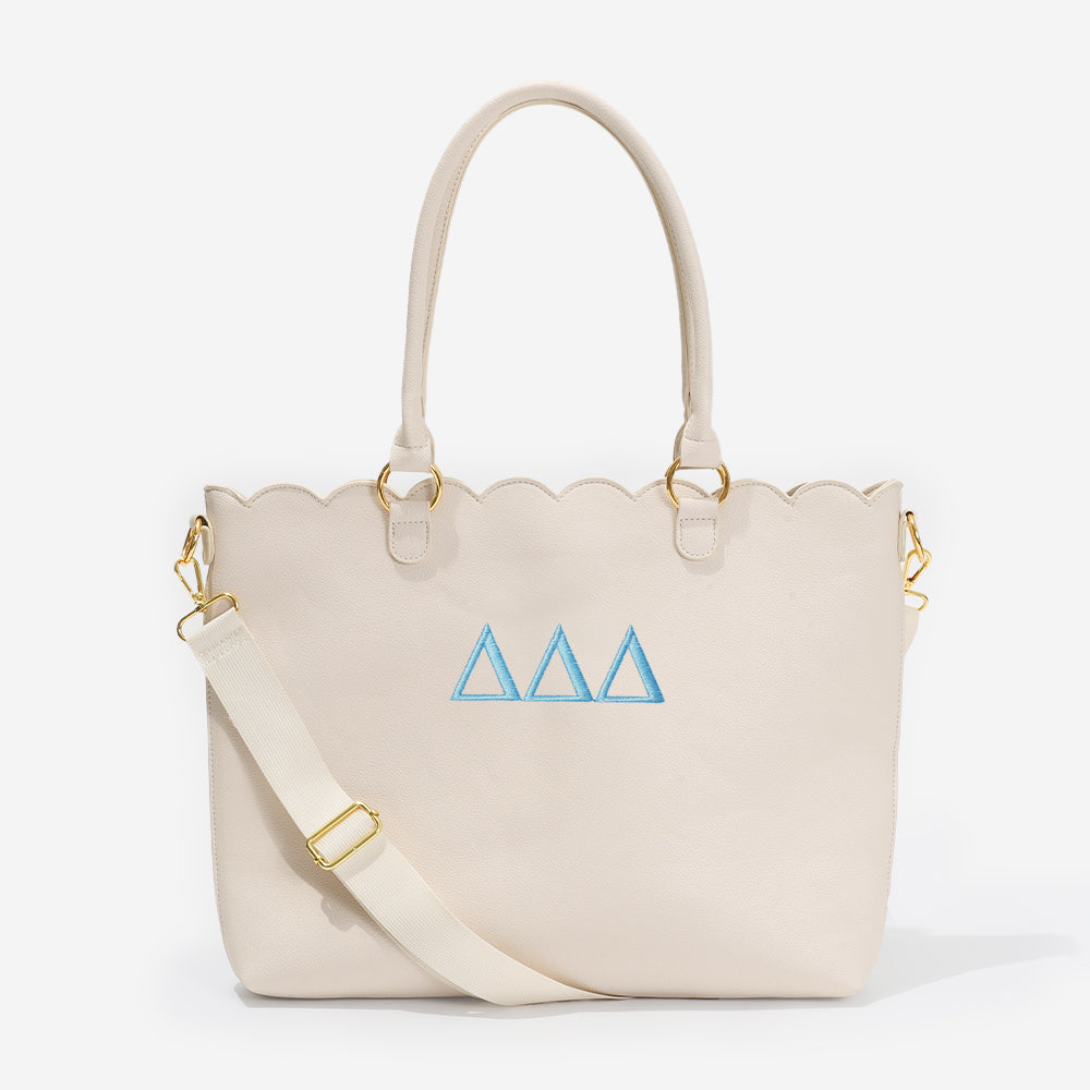 Delta Delta Delta Laptop Tote Bag | Bone