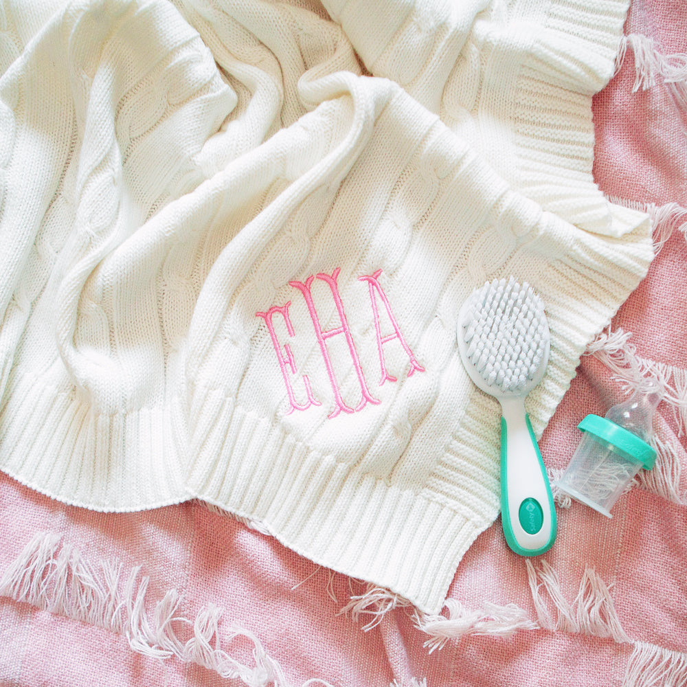 ivory baby blanket detail shot