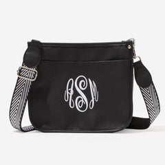 monogrammed saddlebag in black