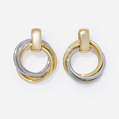 Round mixed metal earrings