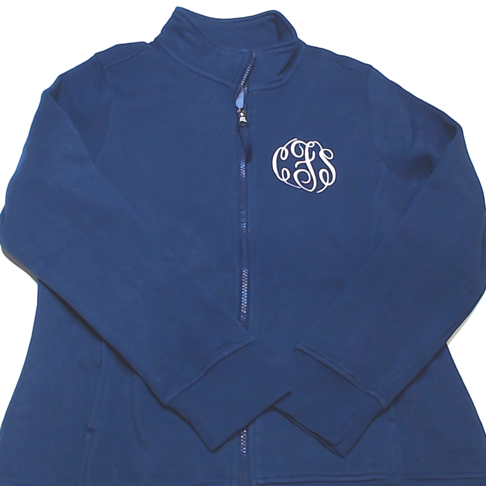 BLOOPER CLOTHING: Monogrammed Navy Full Zip Jacket